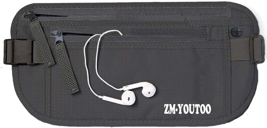 Money Belt for Travel - Hidden Travel Pouch Protect Your Credit and Money With RFID Blocking Passport Holder Waist Wallet (gray)