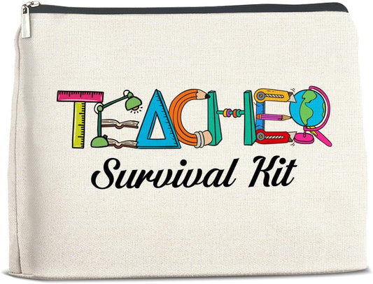 Teacher Survival Kit Makeup Bag Teacher Gifts for Women, Gifts for Teachers Zipper Makeup Pouch