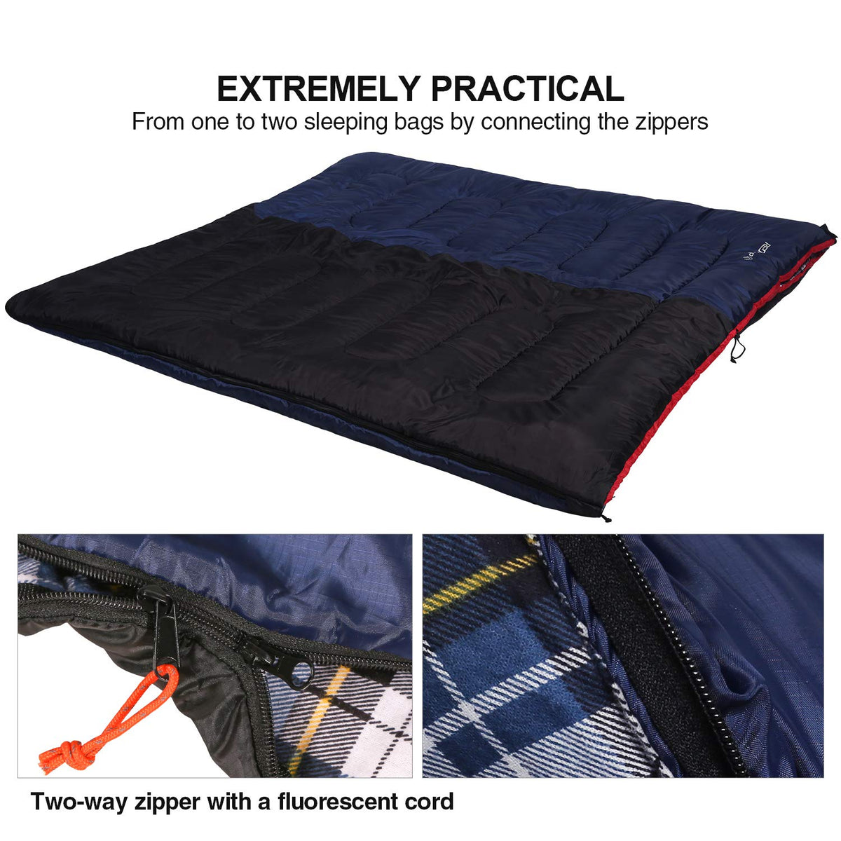 REDCAMP Outdoors Cotton Flannel Sleeping bag for Camping Hiking Climbing Backpacking, 3-season Trip