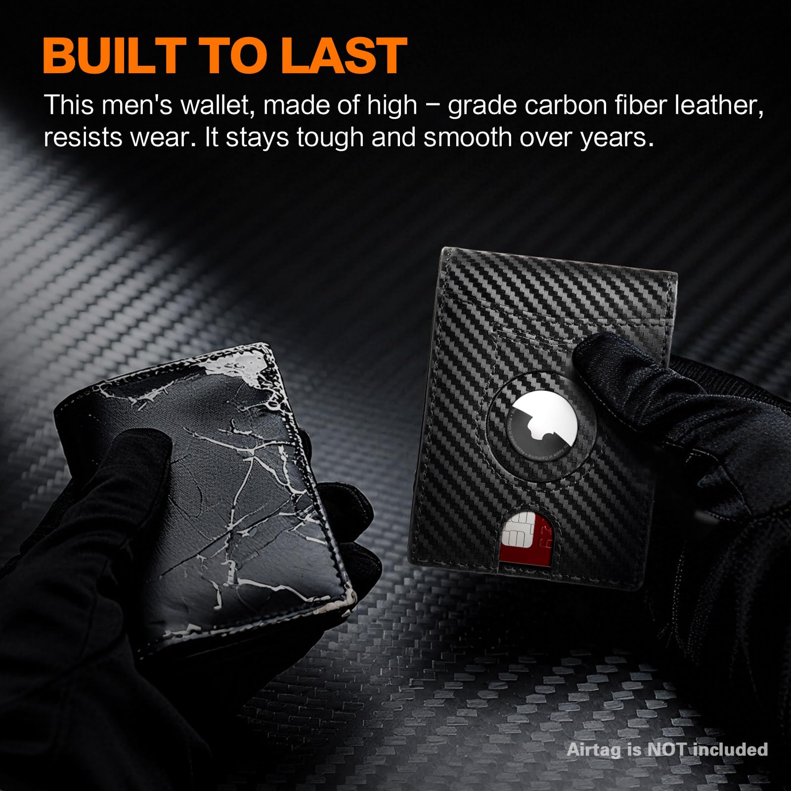 Wallet for Men Slim RFID Blocking Bifold Carbon Fiber,Minimalist Small Compact Front Pocket Credit