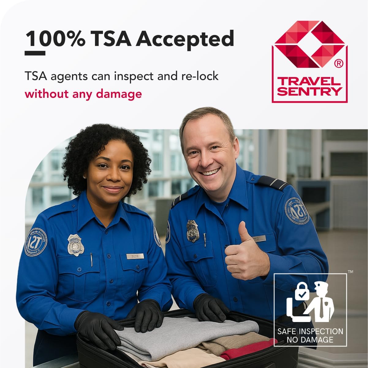 TSA Approved Luggage Lock | Inspection Indicator, 4-Digit Combination, Durable Zinc Alloy | for