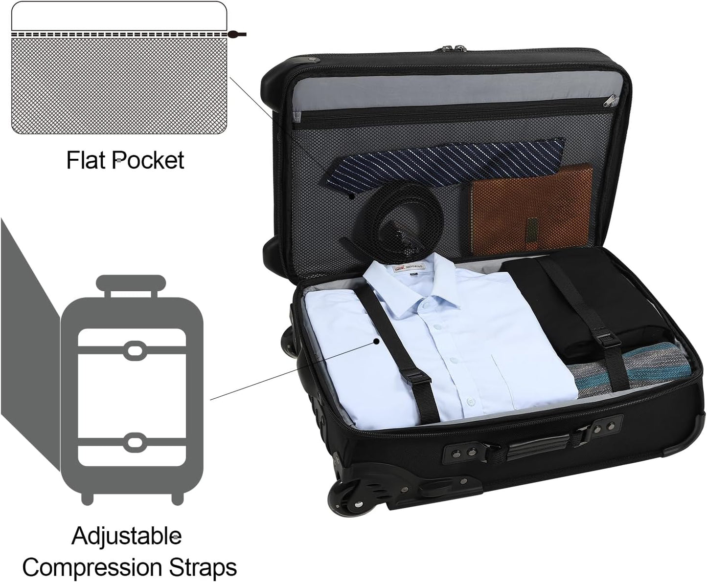Modoker Rolling Garment Bag with Wheels Luggage for Suits with Wheels Wheeled Garment Bag for Travel 2 in 1 Rolling Duffel Bag, Black