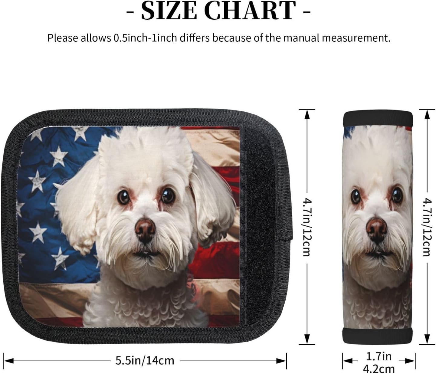Luggage Handle Wraps Cute Dog Animal Usa Flag Luggage Identifiers Soft Neoprene Luggage Handle Wraps For Suitcase Trolley Handle Grip Cover 2 Pack Luggage Tags