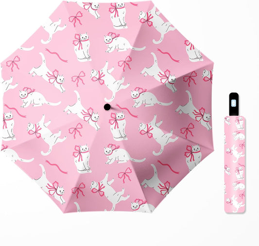 Small Travel Folding Umbrella for Girl, Portable, UV, SunShade, Compact, Automatic, Rain & Wind