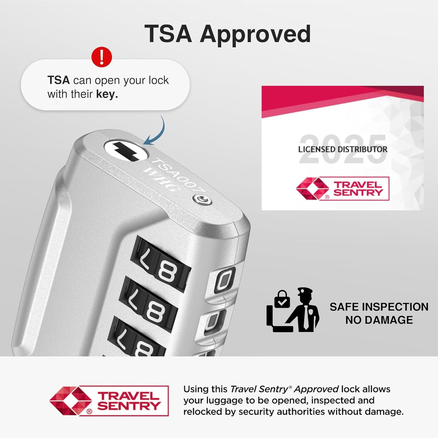 Puroma 2 Pack TSA Approved Luggage Lock, 4 Digit Combination Travel Locks Resettable Code Lock with
