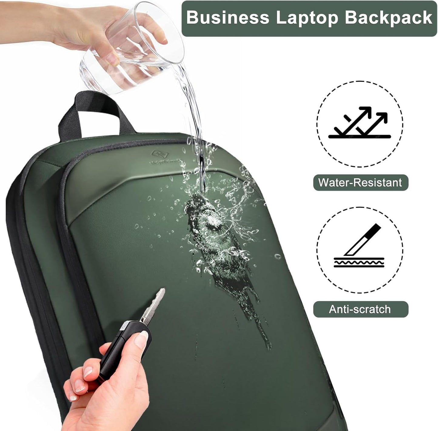 Business Backpack 17 Inch Slim Expandable Waterproof Travel Laptop Backpacks with USB Charger Port