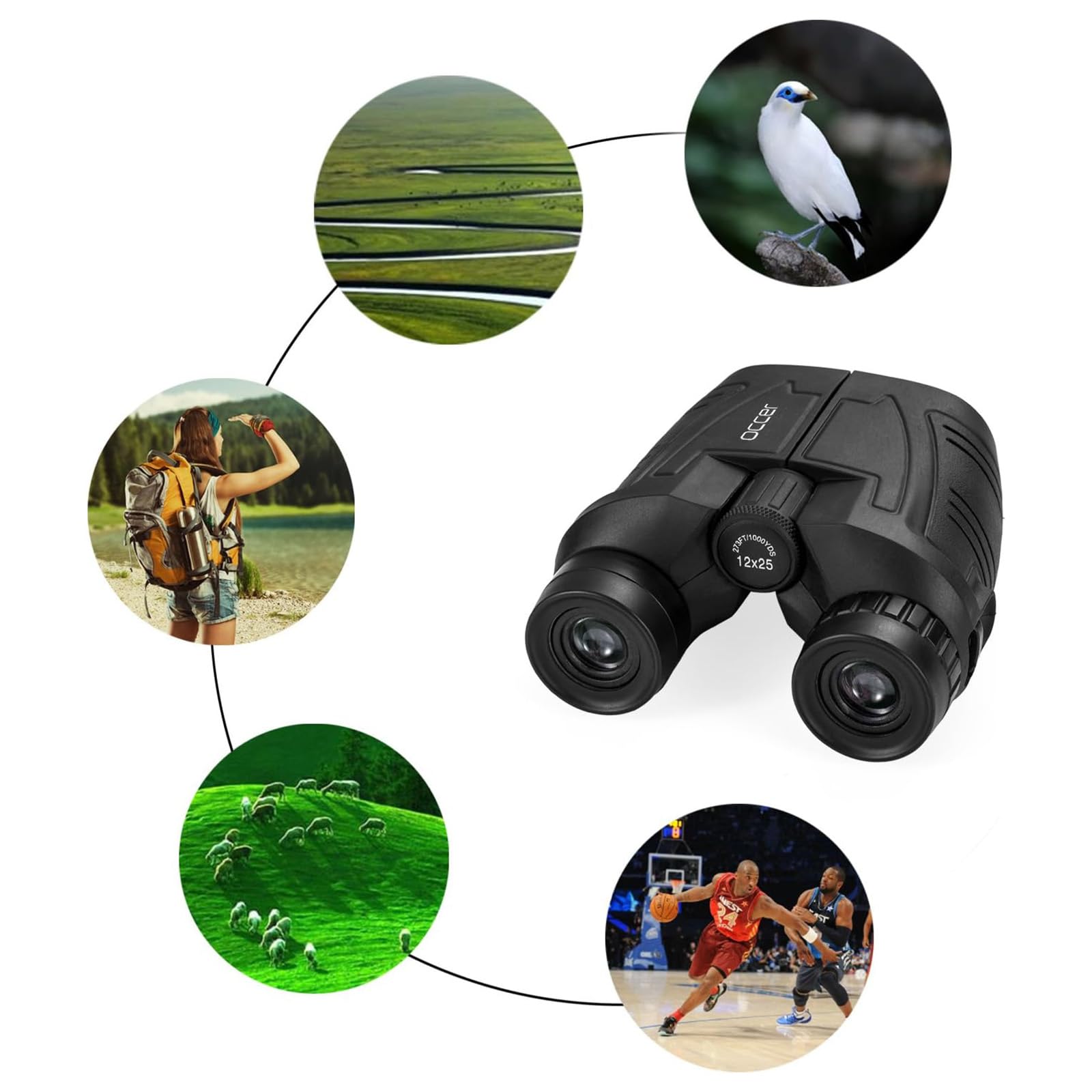 Occer 12x25 Compact Binoculars for Adults and Kids