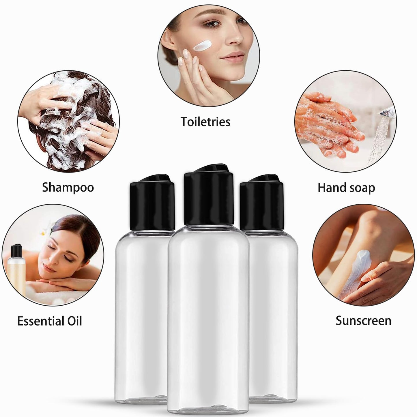 DNSEN 5 Pack 3.4 oz Travel Bottles for Toiletries TSA Approved Leakproof Plastic Empty Travel Size