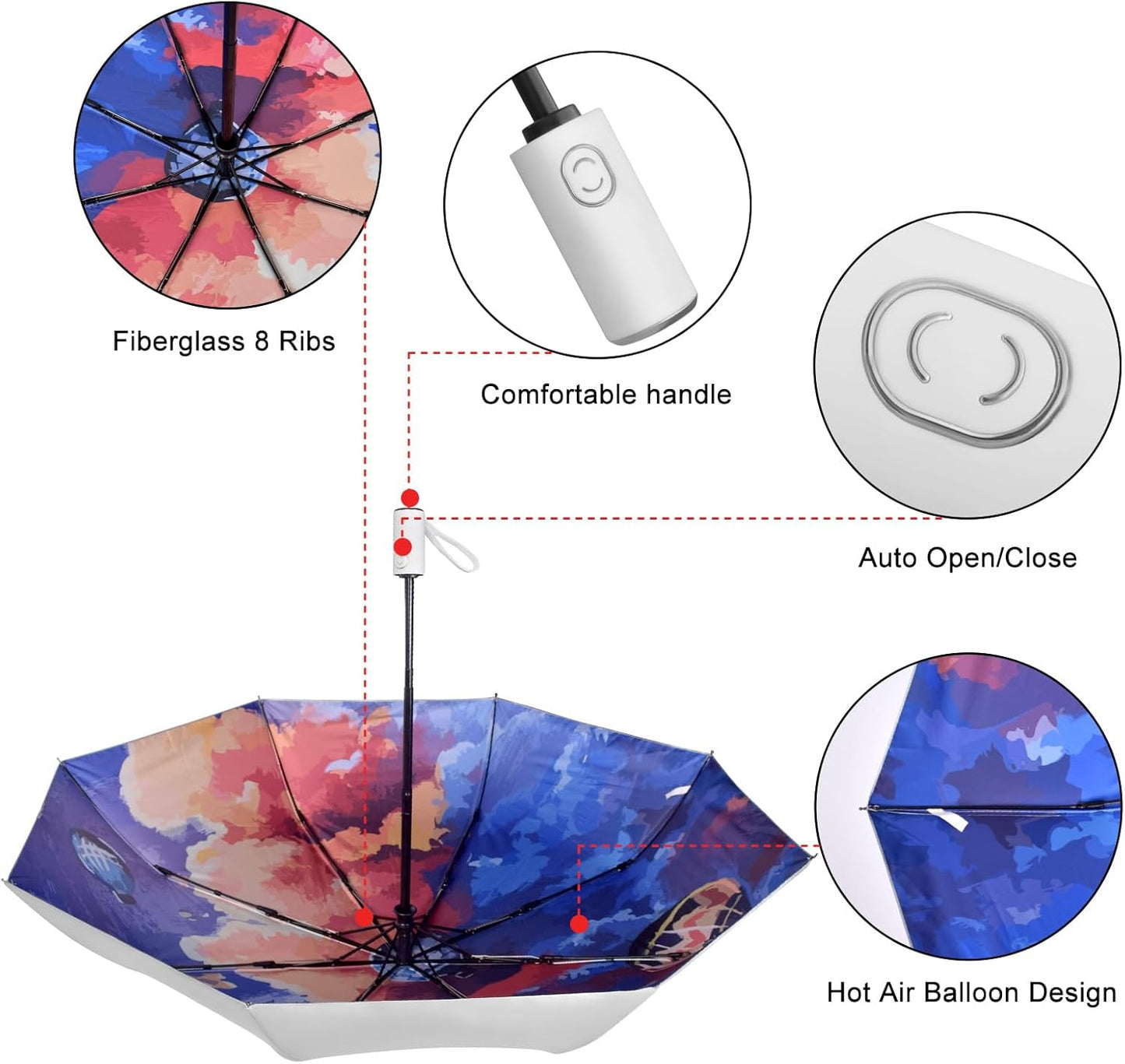 Cuby UV Sun Umbrella Compact Folding Travel Umbrella Auto Open and Close for Windproof, Rainproof & 99.9% UV Protection Parasol with Silver Anti-UV Coating