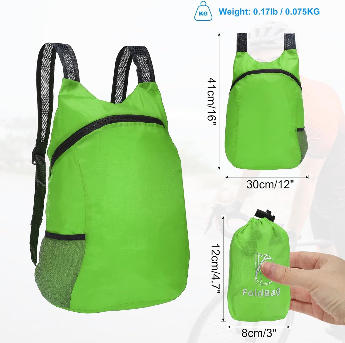 PATIKIL Hiking Backpack, 15L-20L Packable Lightweight Backpack Daypack Small Foldable Outdoor Camping Cycling Backpacking Shoulder Bag, Green