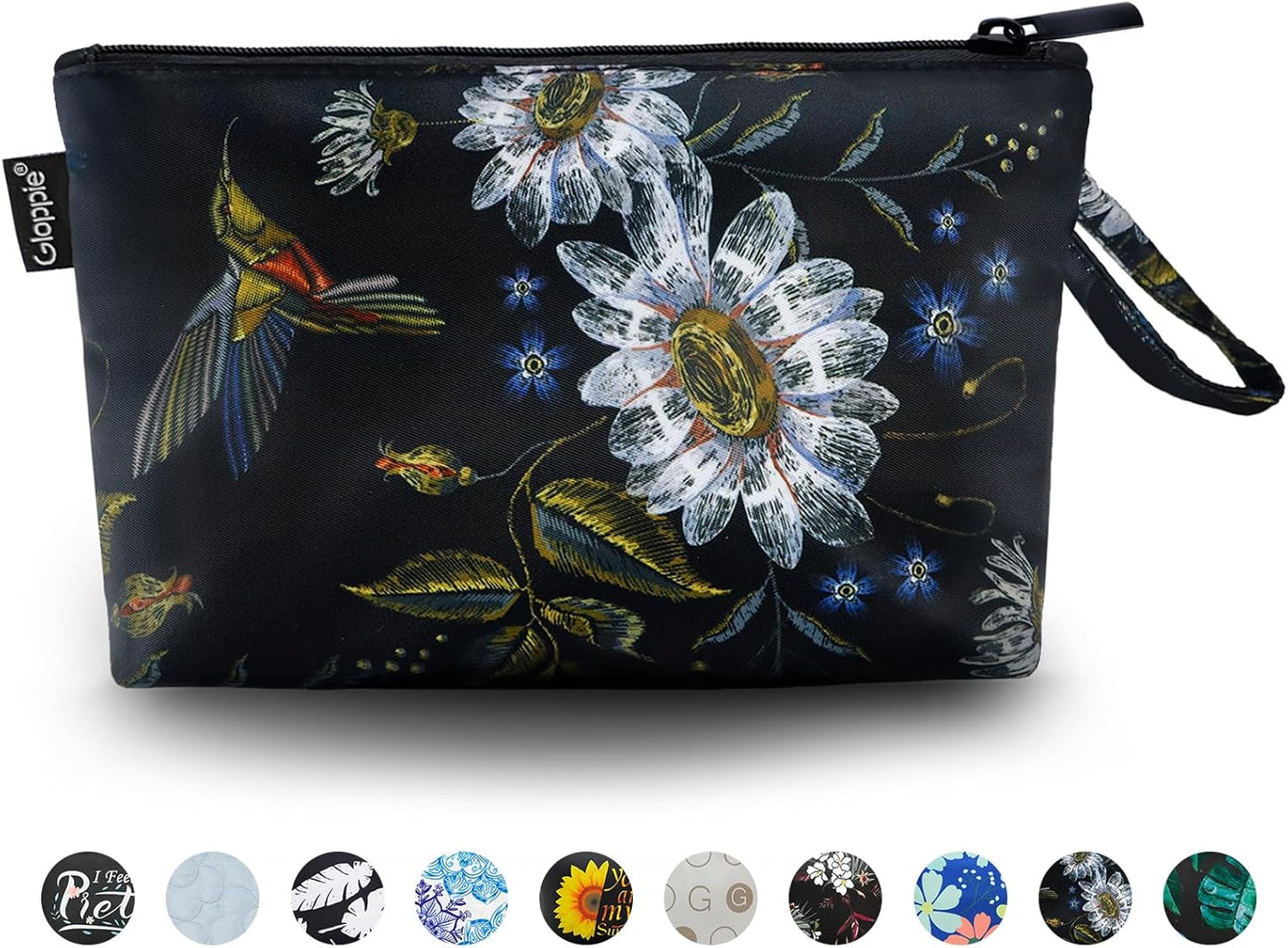 Gloppie Sunscreen Bag Small Makeup Bags for Purse Zipper Makeup Pouch Waterproof Cosmetic Bag Purse Essentials Hummingbird Daisy