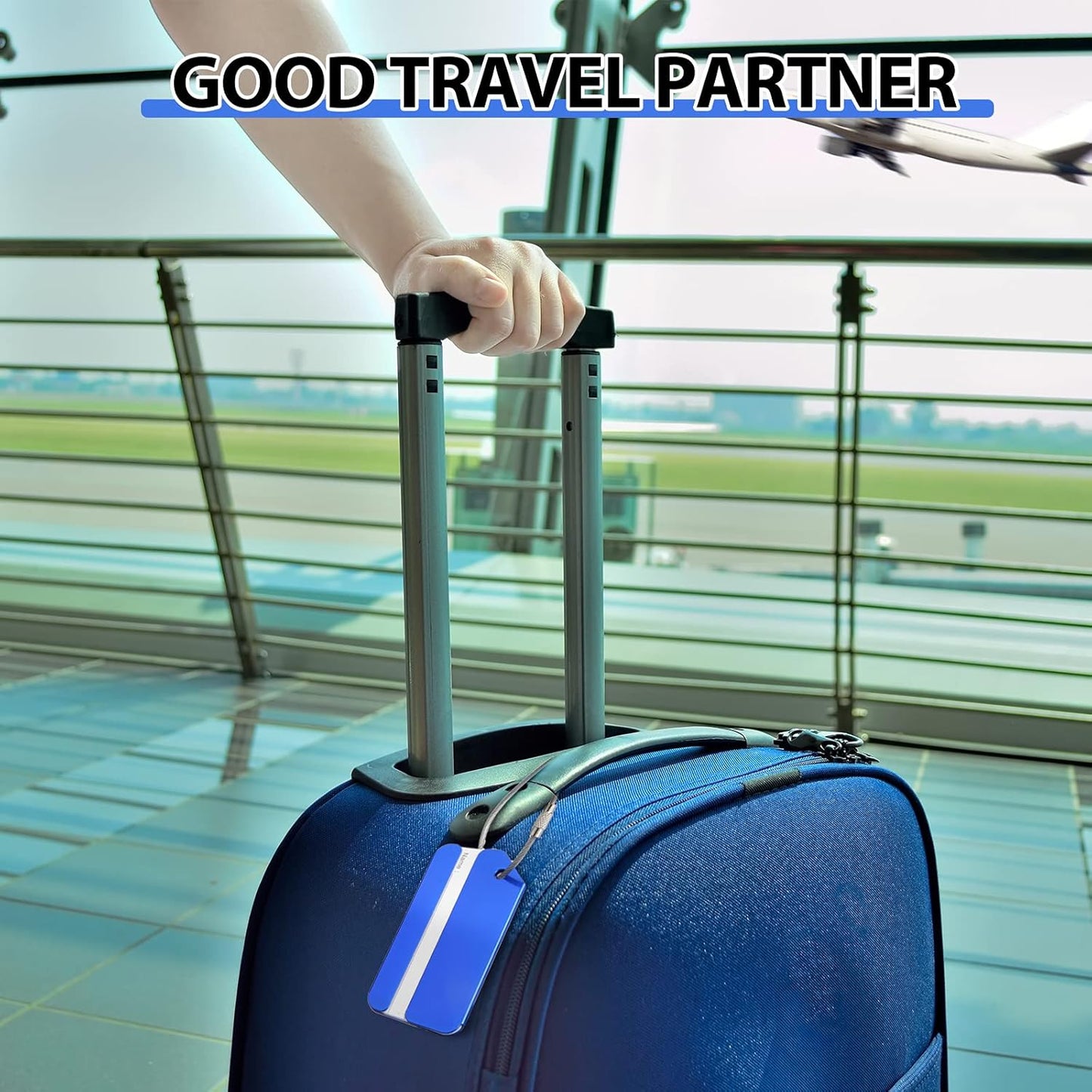 12 Pieces Luggage Tags Business Card Holder Aluminum Metal Travel ID Bag Tag for Suitcases Travel Luggage Baggage Identifier(Blue)