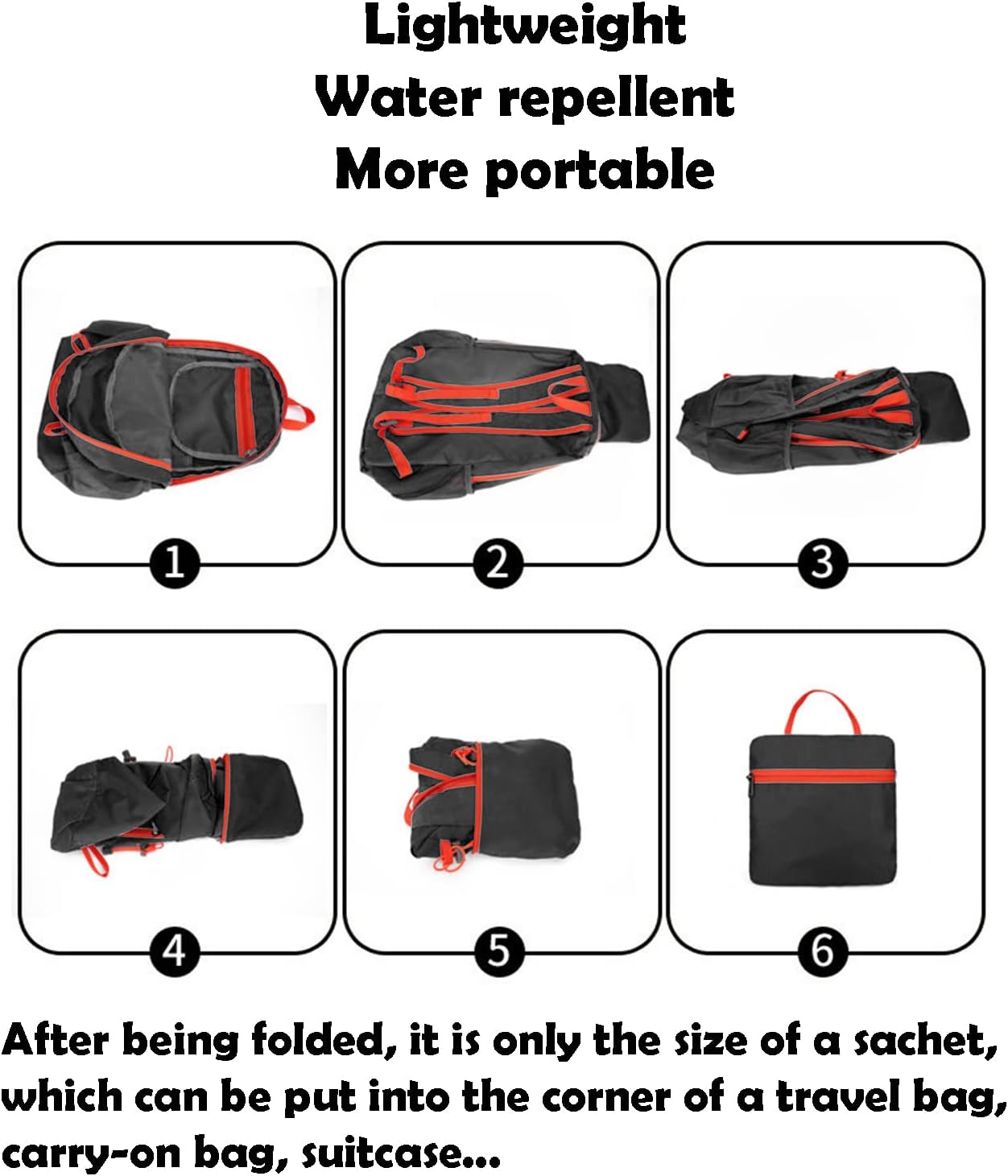 Lywencom Hiking Backpack,20L sports lightweight folding waterproof ultra-light backpack suitable for outdoor camping picnic (black)