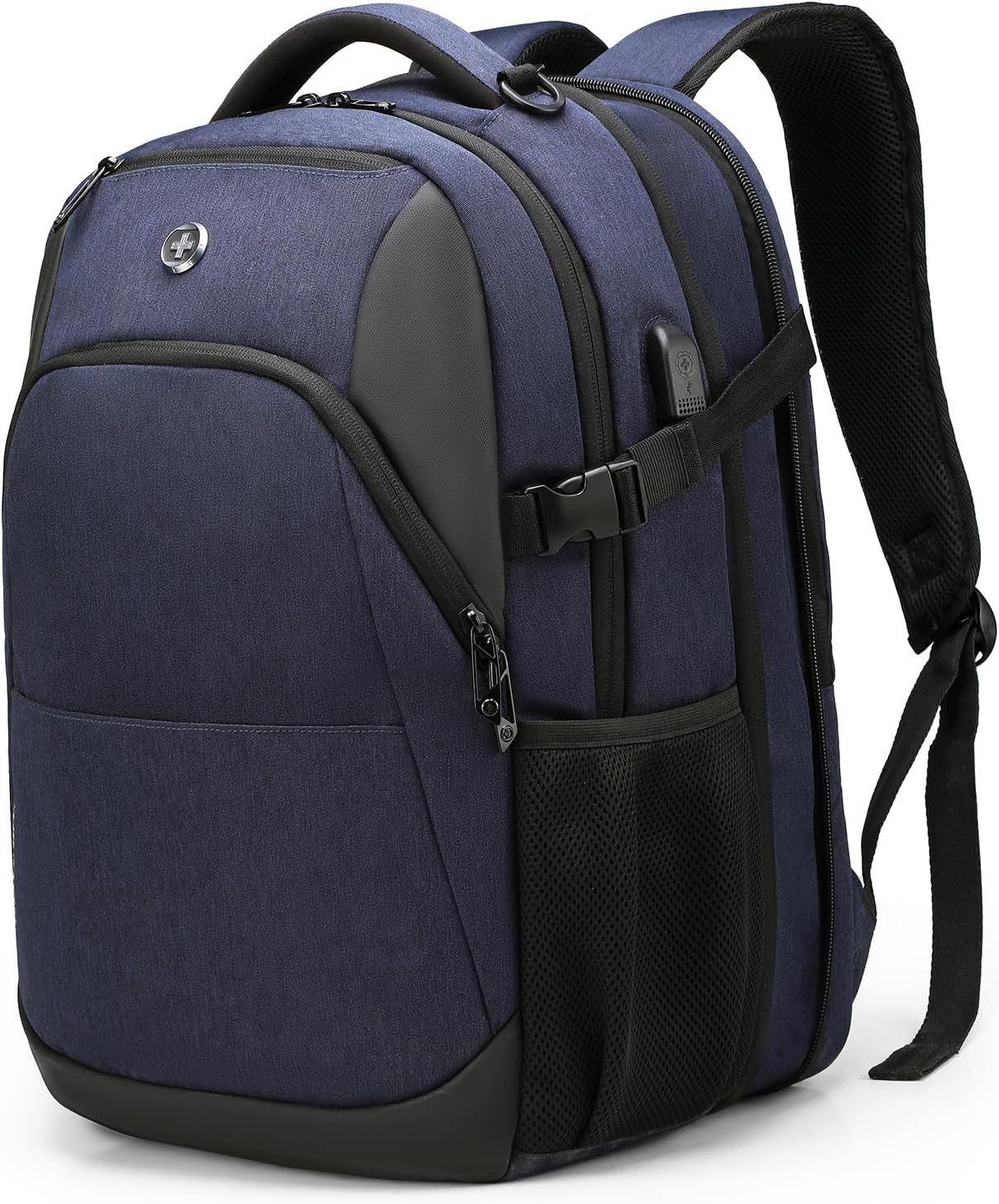 Swissdigital Design Travel Laptop Backpack for Men and Women, 35L Expandable Large Business Backpack with USB Charging Port for Fits 17 Inch Notebook, Blue | ANDWIL PRO