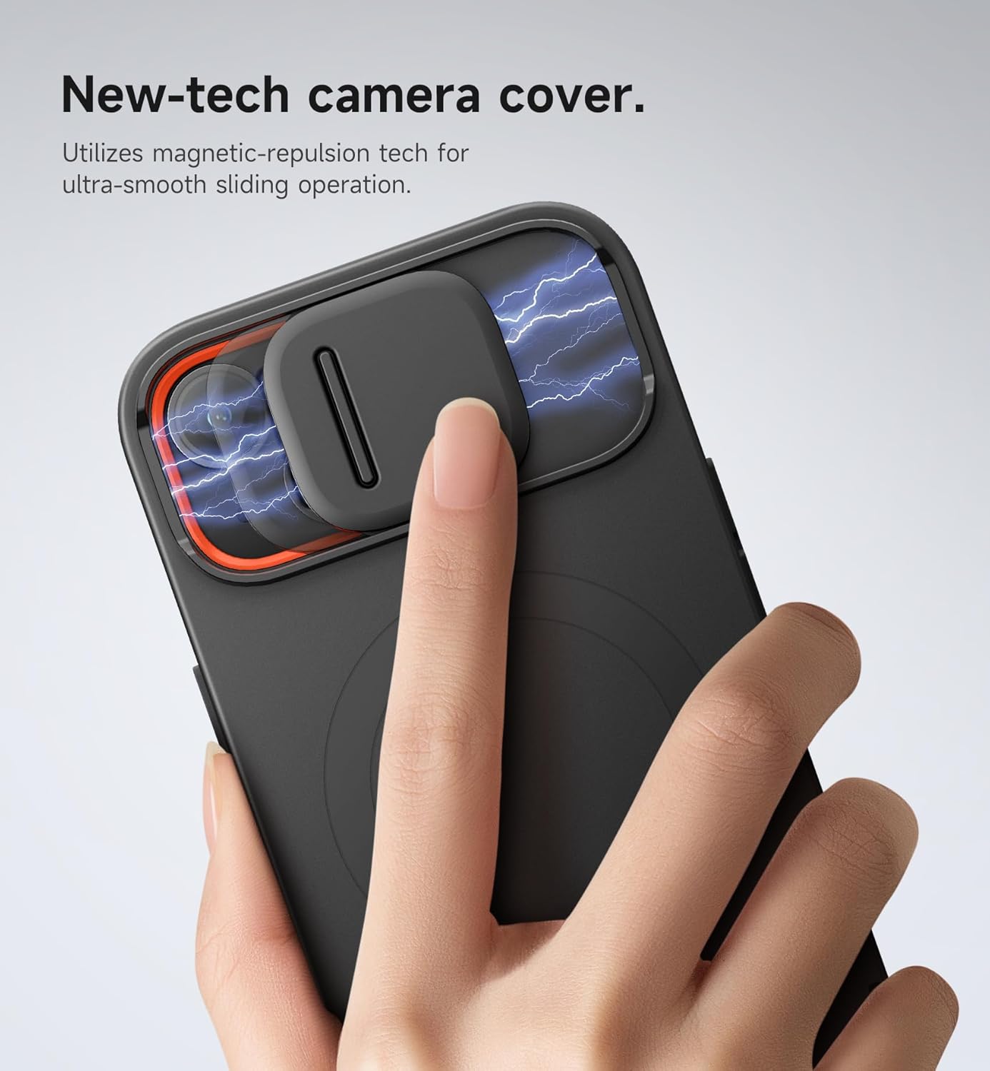 SURITCH for iPhone 13/14 Case with Magnetic Camera Slide Cover and Adjustable Kickstand, Compatible with MagSafe, Shockproof Bumper Case Slim Protective Cover for iPhone 13/14 6.1 Inch, Black
