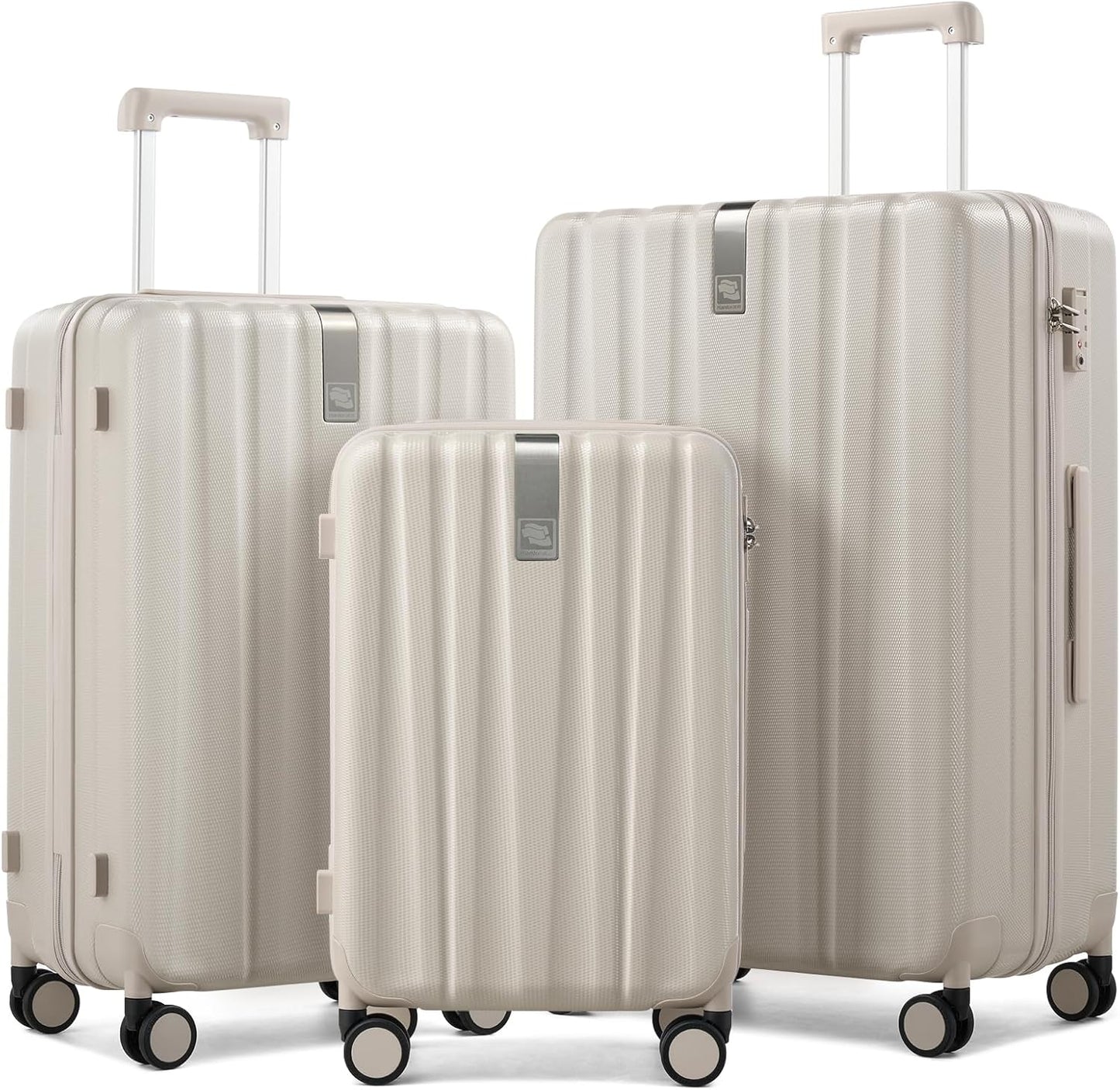 Hanke Hardshell Luggage Sets 3 Piece Extra Large Suitcases with Lock,28 Inch Luggage with Spinner Wheels, PC Travel Suitcase for Women Men 20 24 29Inch,Ivory White
