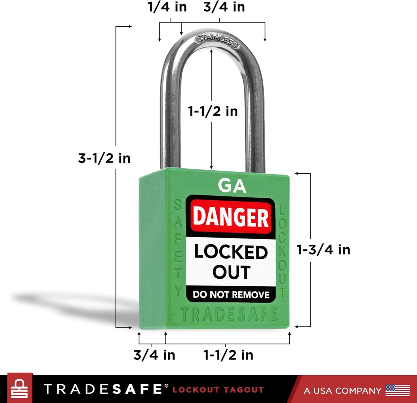TRADESAFE Lockout Tagout Lock Sets, 10 Green Keyed Alike Unlimited Grouping Safety Padlocks, 2 Keys Per Lock, OSHA Compliant Loto Locks