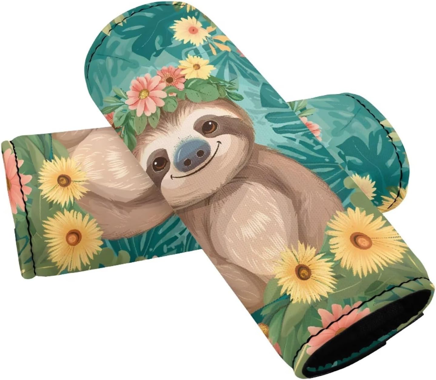 Sloth Luggage Identifiers for Suitcases 2 Pcs Flower Suitcase Protecton Sleeves Cover Portable Luggage Handle Wraps Neoprene Comfortable