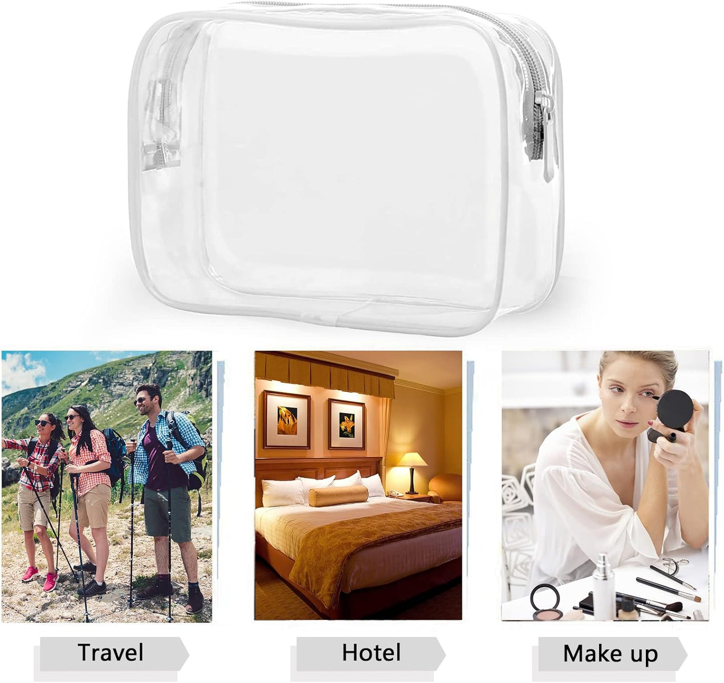 Tergy 20 Packs Clear Cosmetics Bags for Women Men Waterproof Toiletry Bags PVC Makeup Bags Organizer Case with Zipper for Travel Bathroom (White)