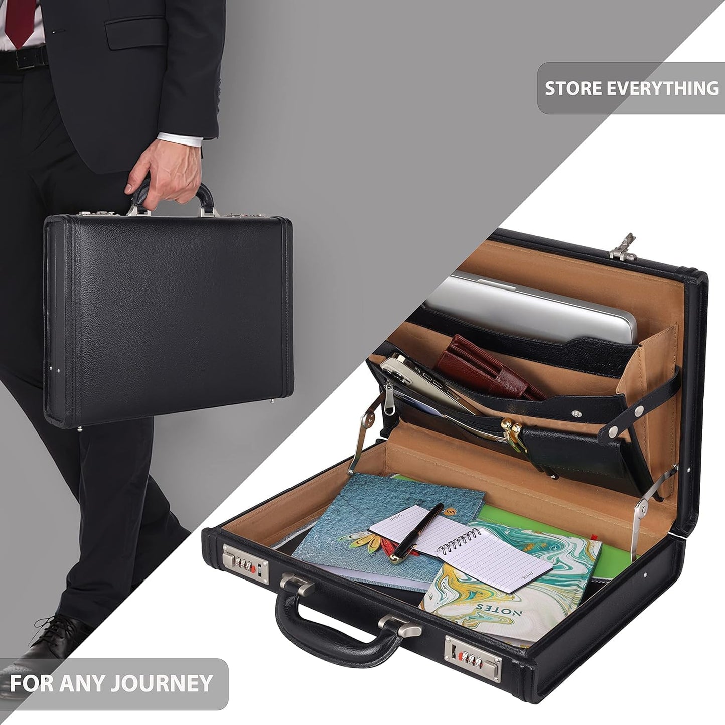 Full Grain Leather Briefcase Attache Case For Unisex Size L17xW3xH12 Inches Briefcase Bag