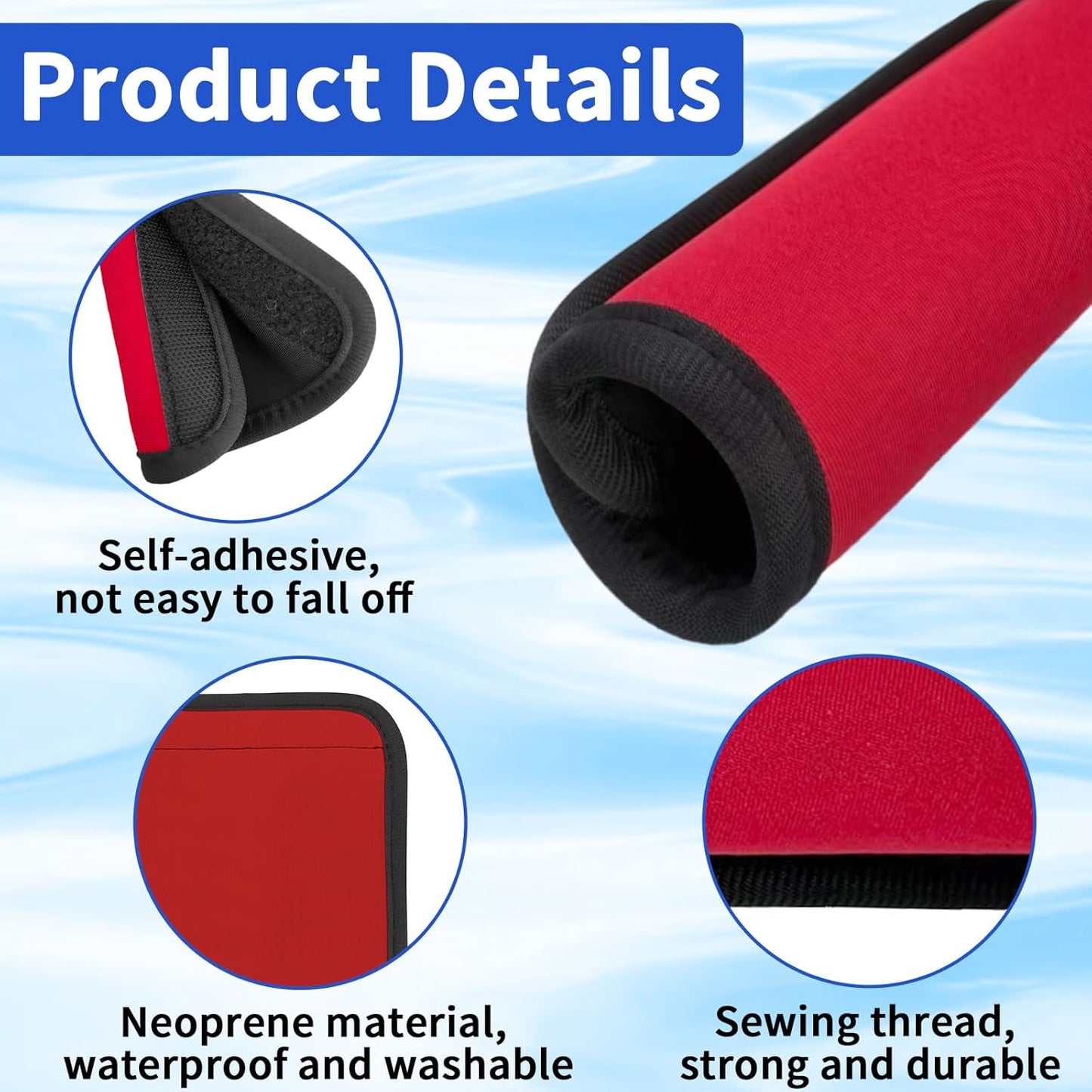 6 Pack Luggage Handle Wrap for Suitcase Luggage Tags Bright Soft Suitcase Identifiers Luggage Handle Covers Travel Accessories, Red