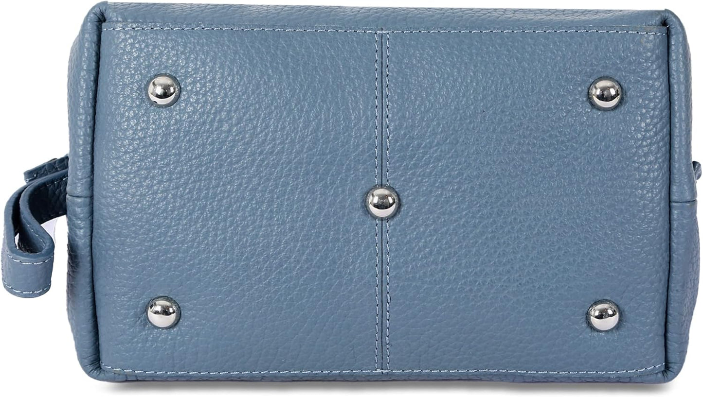 KomalC Premium Buffalo Leather Toiletry Bag for Men & Women – Leather Dopp Kit With Water resistant Lining, Premium Toiletry Travel Pouch, Unisex Wash Bag for Toiletries, Gifts for Men and Women