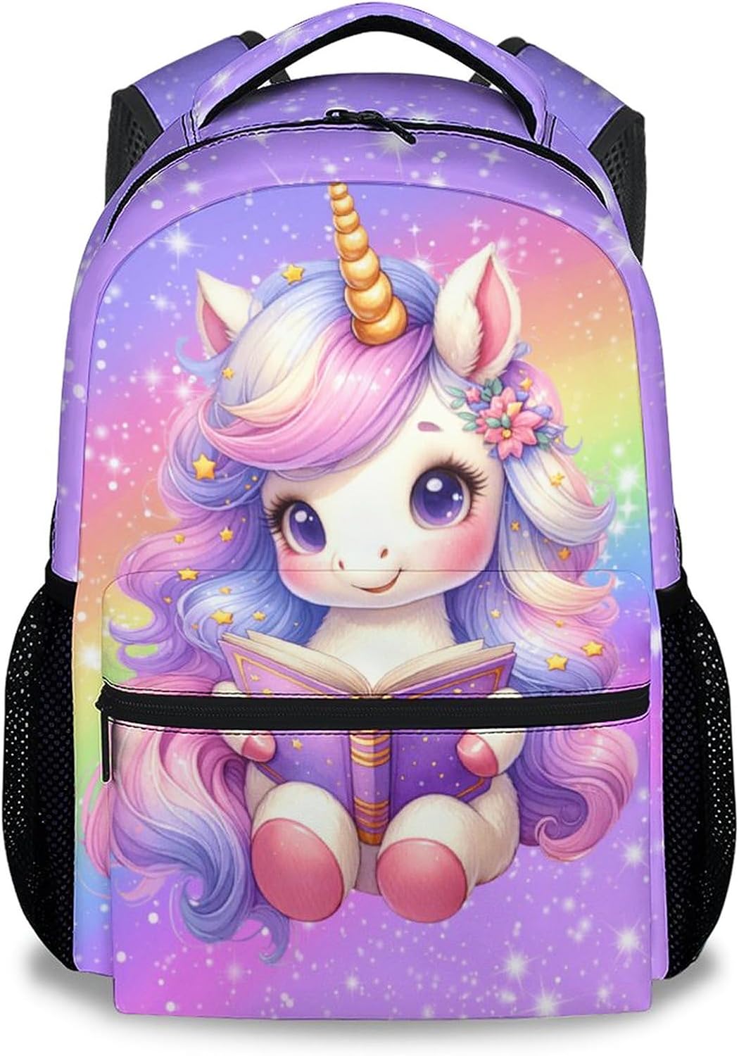 Girls Backpack, Unicorn Backpacks for Kids, 17" Toddler Bookbag for Elementary Preschool Kindergarten, Cute Rainbow School Bag