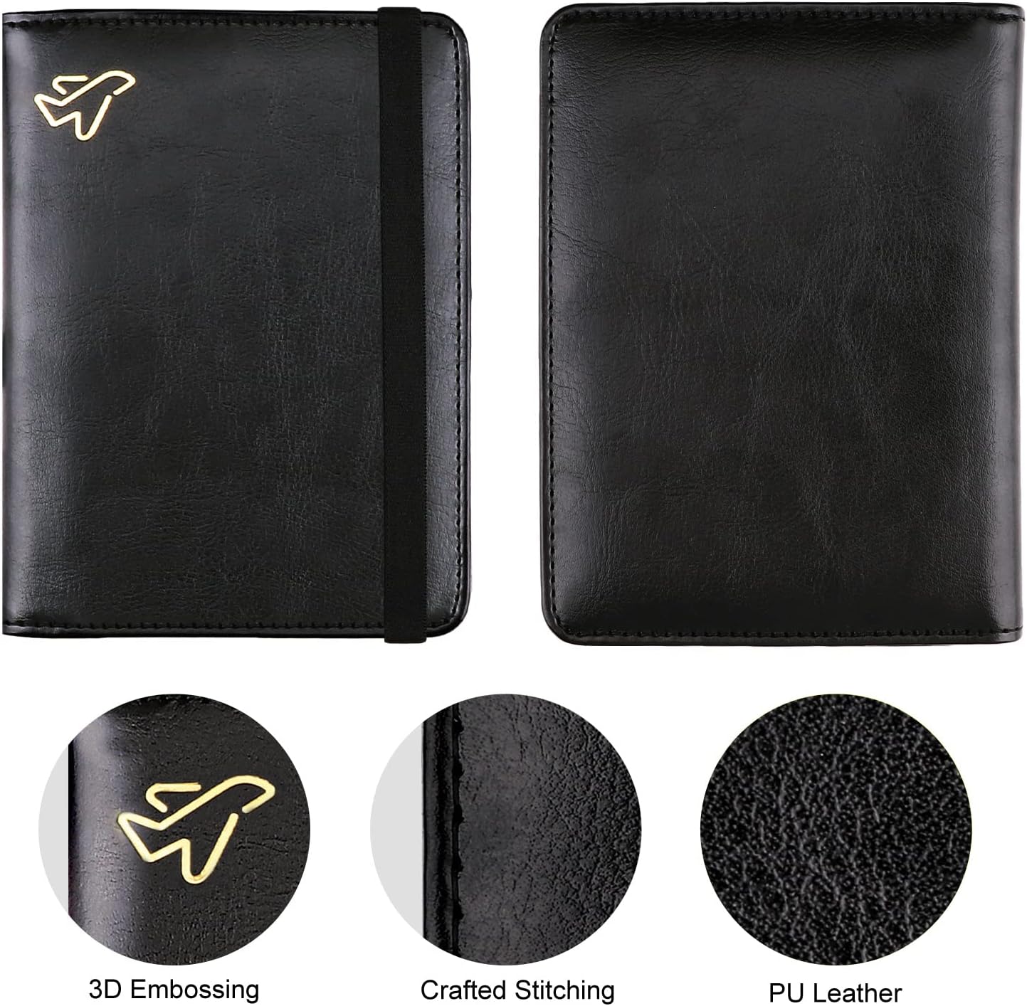 WALNEW Passport Holder for Travel, RFID Passport Cover Wallet for Women Men, PU Leather Passport Book Card Holder Case with Pen, Travelling Essentials for Flying