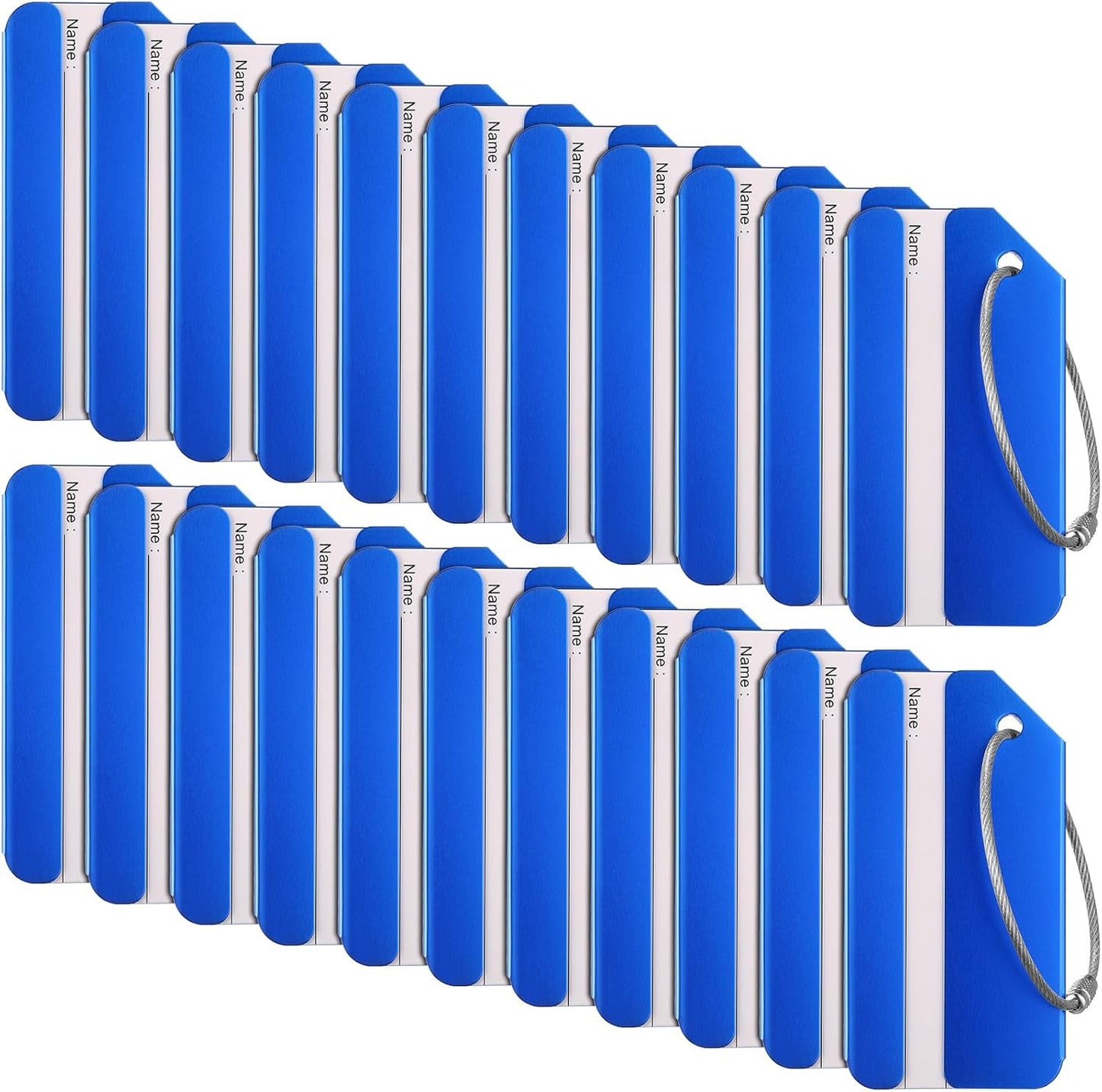 Weewooday 22 Pcs Luggage Tags Business Card Holder Aluminum Metal Travel ID Bag Tag for Suitcases Travel Luggage Baggage Identifier (Blue)