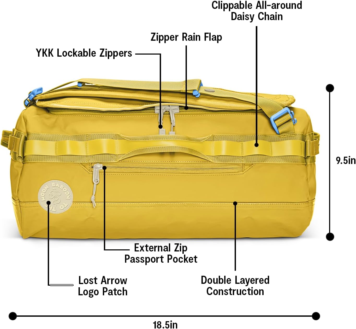 Baboon to the Moon Go-Bag Mini 32L – Detachable Straps, Small Duffle Bag for Travel, Gym Bag for Women, Mens Travel Bag, Duffel Bags for Traveling, Travel Duffel Bags for Women (Amber)
