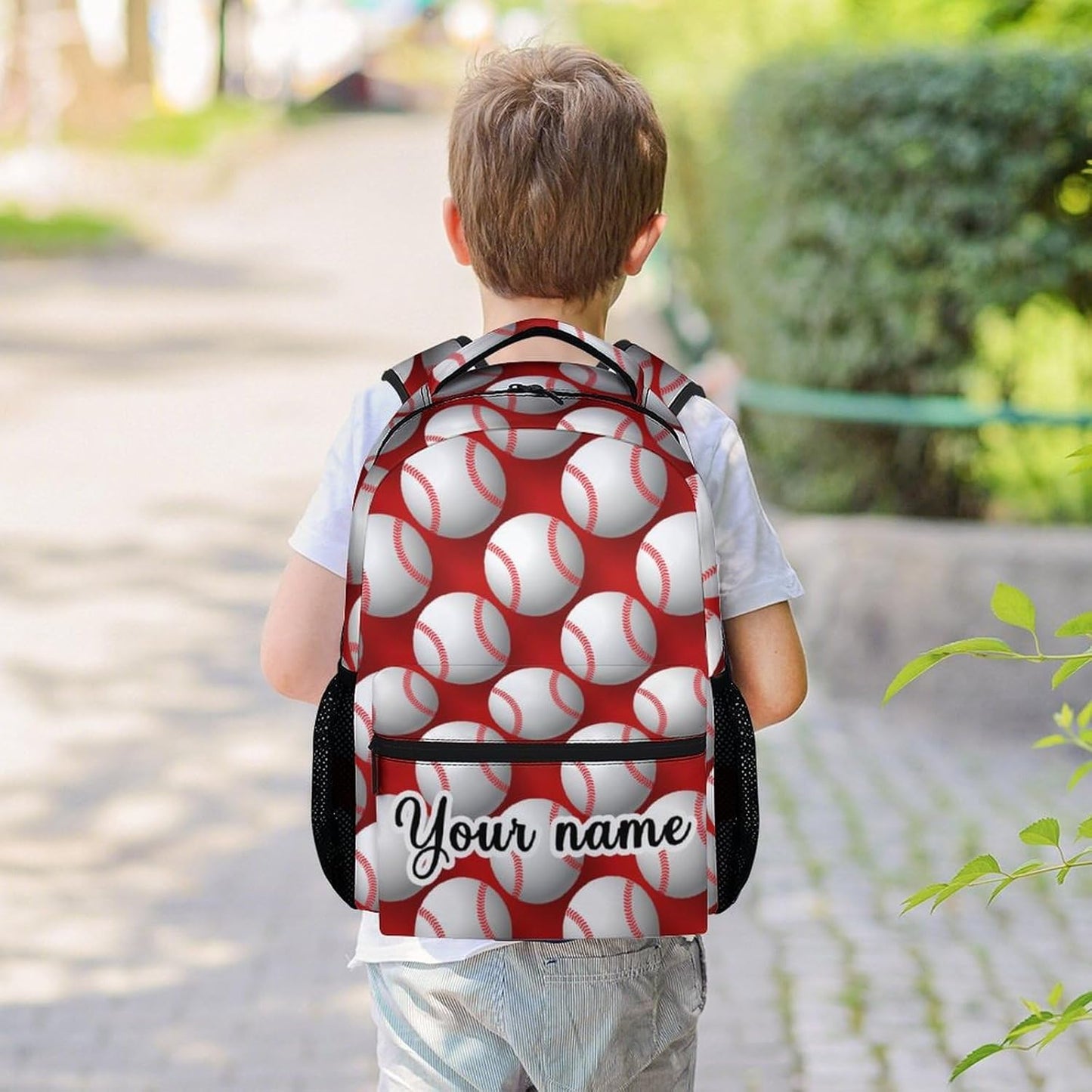 Personalized Baseball Backpack for Boys, 16 Inch Sports Theme Backpack for School, Adjustable Straps, Durable, Lightweight Bookbag for Kids