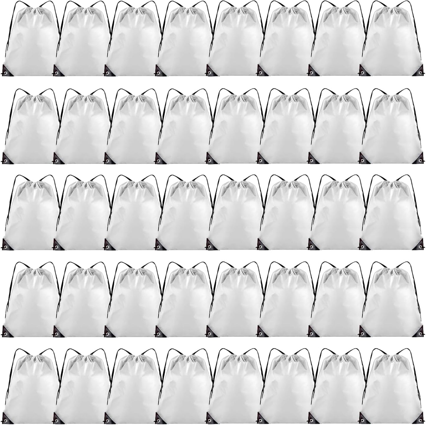 40 Pieces Drawstring Backpack Bulk Cinch Sackpack Ployster Drawstring Bags for Gym Party Trip(White)