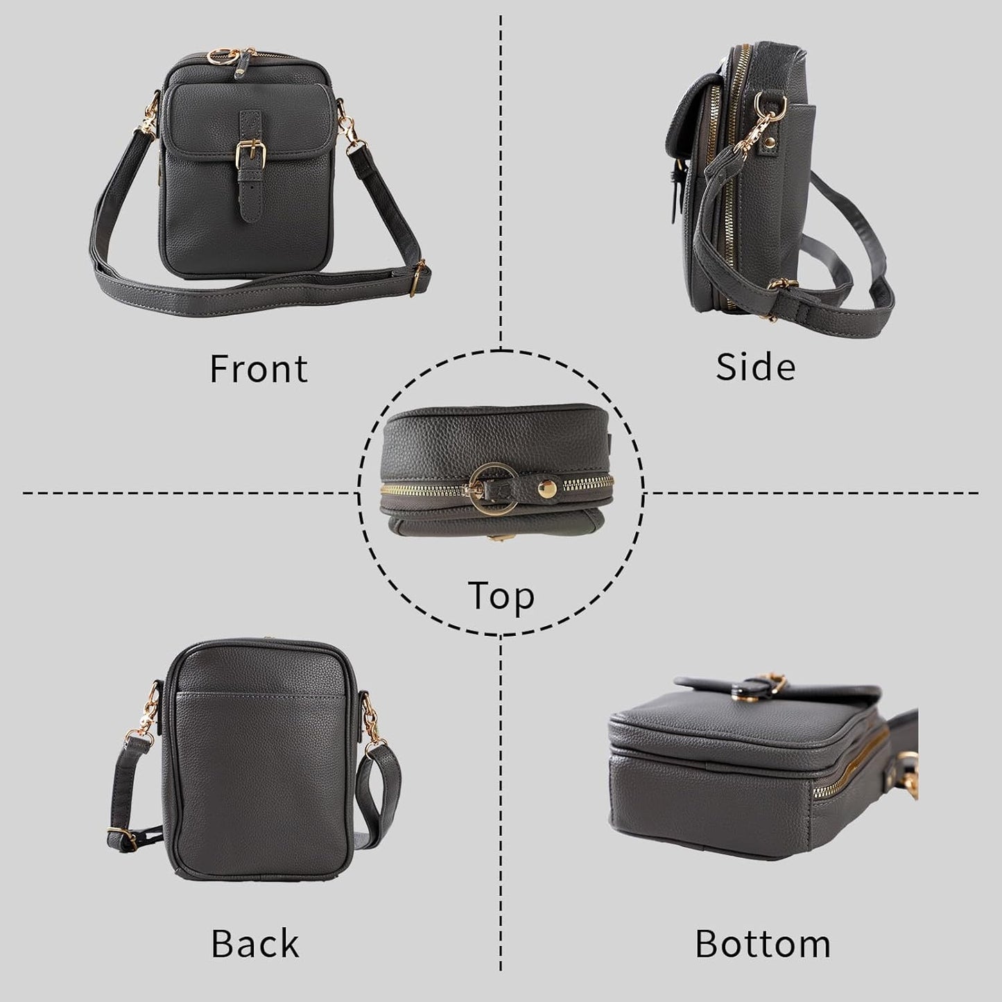 Leather Crossbody Bag for Women,Anti-Theft Messenger Bag with Large Capacity,Built-in Purse Card Slots Shoulder Sling Bag