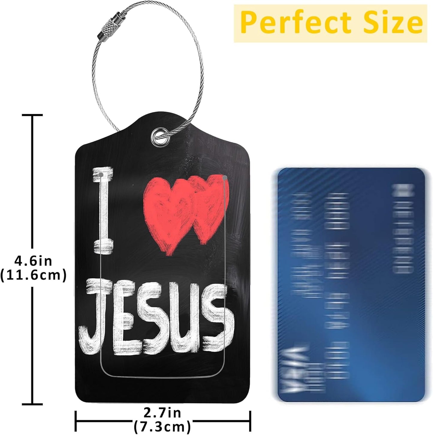 2 Pack Luggage Tags for Suitcases,I Love Jesus Luggage Tag,PU Leather Id Label Luggage Tags with Stainless Steel Loop and Privacy Cover for Women Men Teens Travel