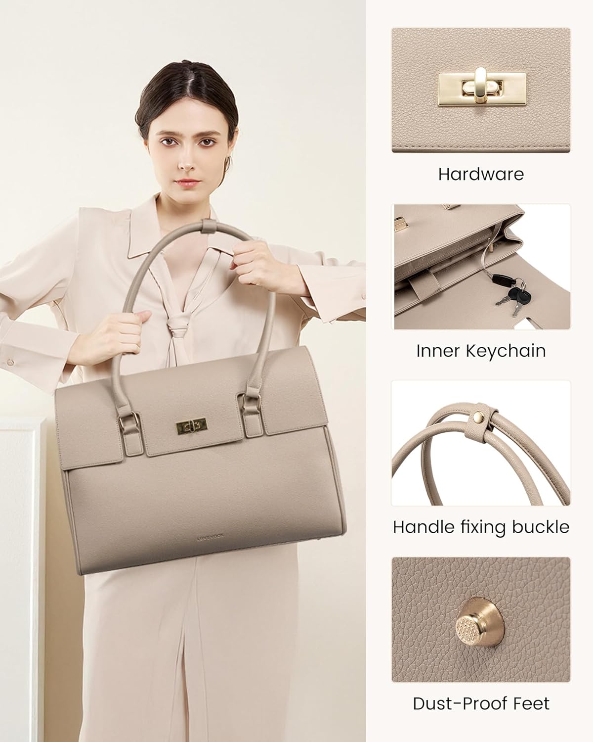 LOVEVOOK Laptop Bag for Women Work Tote Messenger Bag Waterproof Business Office Professional
