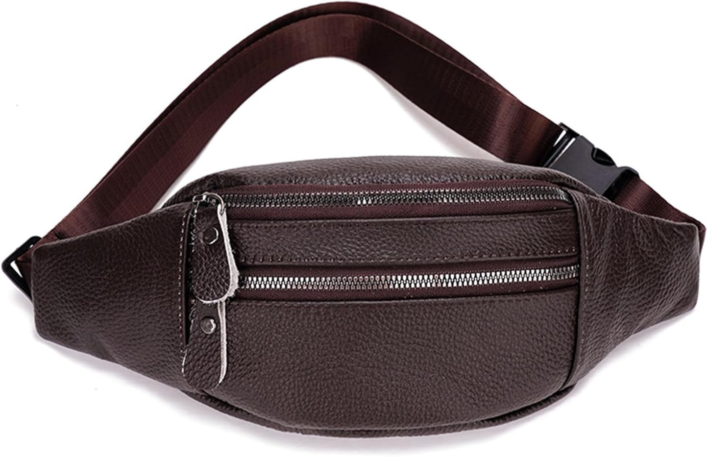 Genuine Leather Waist Bag, Outdoor Travel Waist Pack, Cowhide Leather Fanny Pack with Adjustable Strap, Suitable for Travelling, Outdoor Hiking, Cycling, Running - Brown & Small