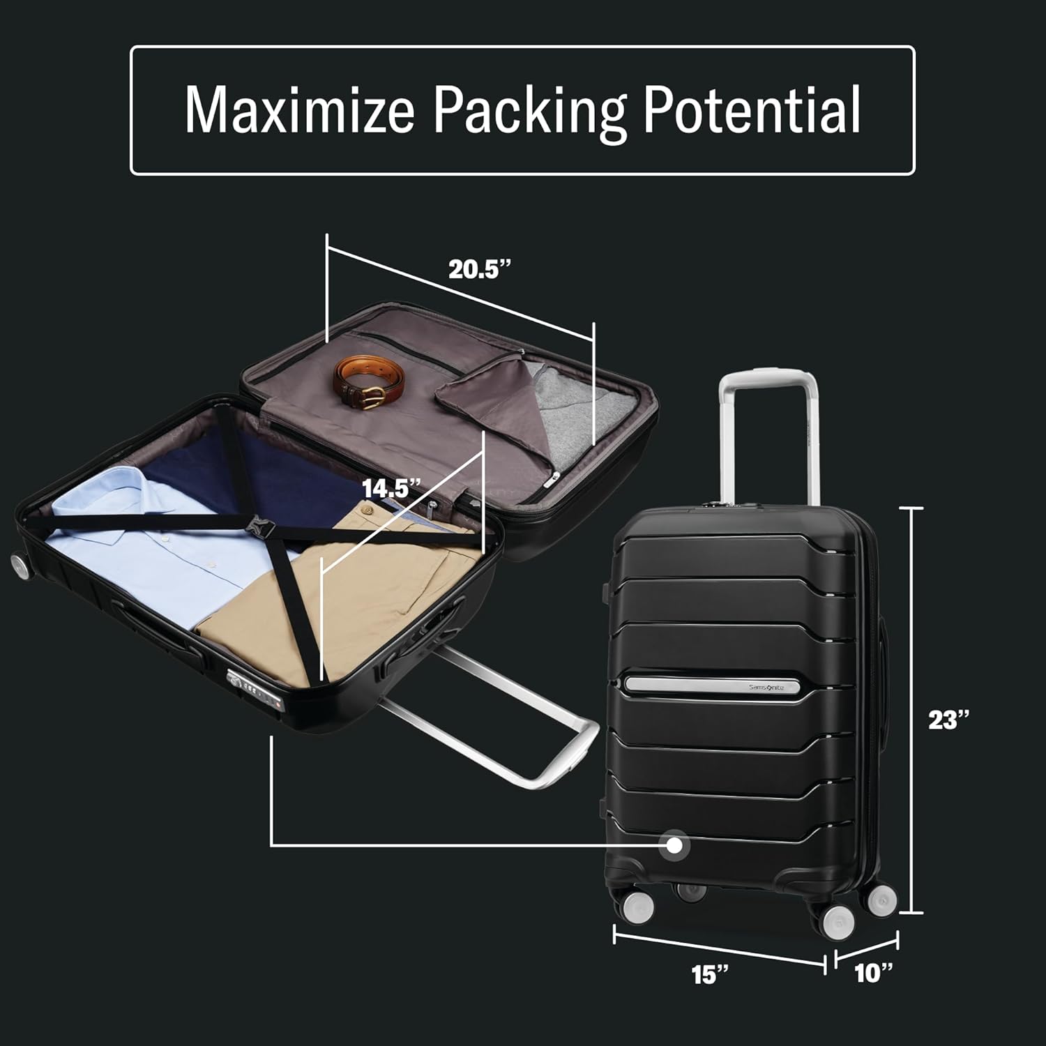 Samsonite Freeform Hardside Carry-On Luggage with Spinner Wheels - Hardshell Suitcase - TSA