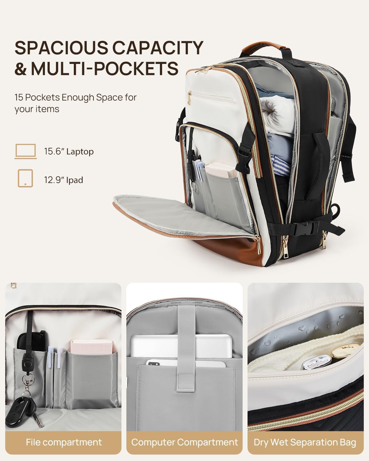 Telena Travel Backpack for Women, 15.6 inch Laptop Backpack TSA Carry on Backpack Personal Item