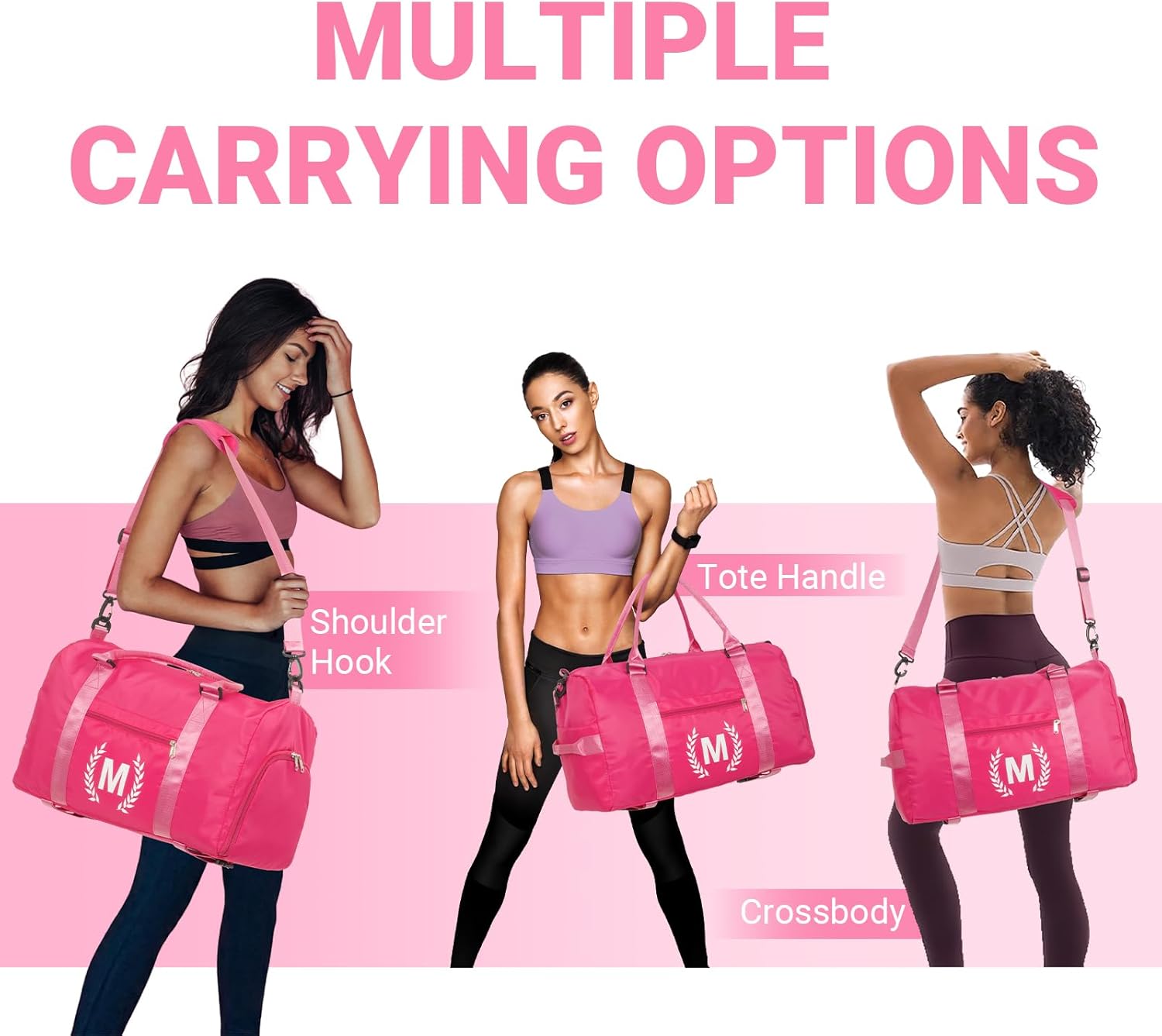 Gym Bag for Women, Personalized Duffle Bag with Shoe Compartment, Sports Bag for Yoga & Dance with