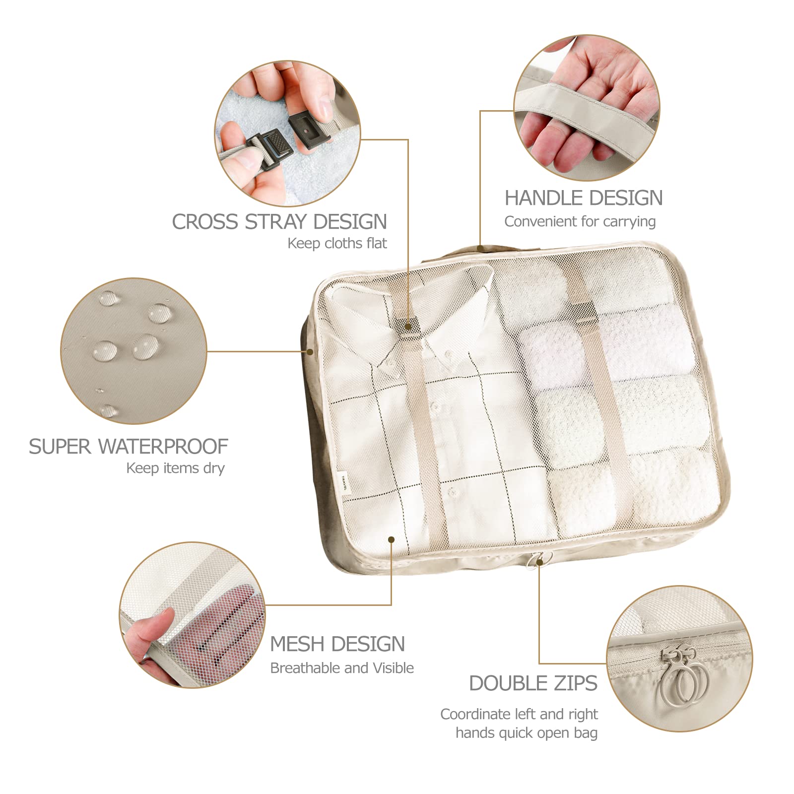 LANSKLBD 6/8 Set Packing Cubes for Suitcases Travel Luggage Packing Organizers,Travel Accessories