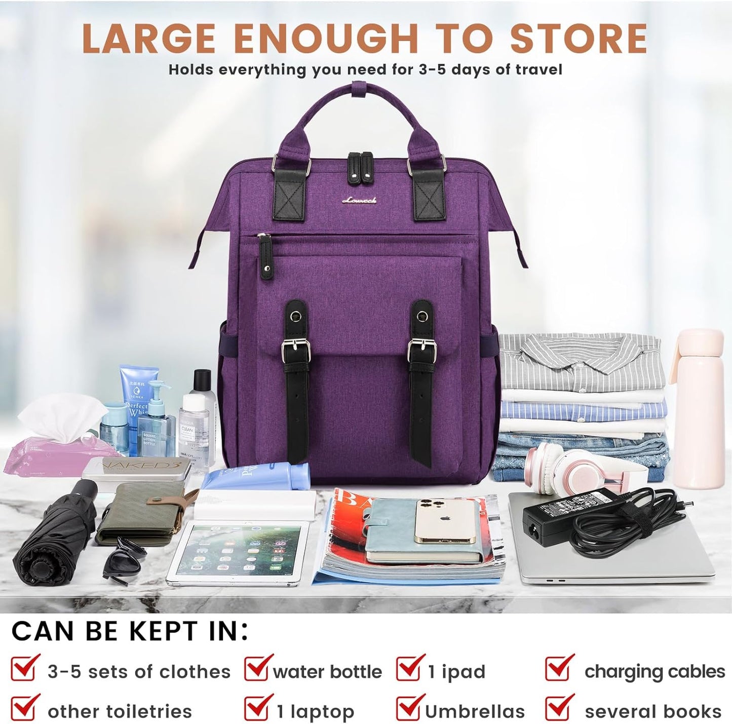LOVEVOOK Laptop Backpack for Women Work Teacher Bag Travel Backpack, Stylish College Backpack Purse, Business Computer Laptop Bag Nurse Bags, Casual Daypack, 18 Inch