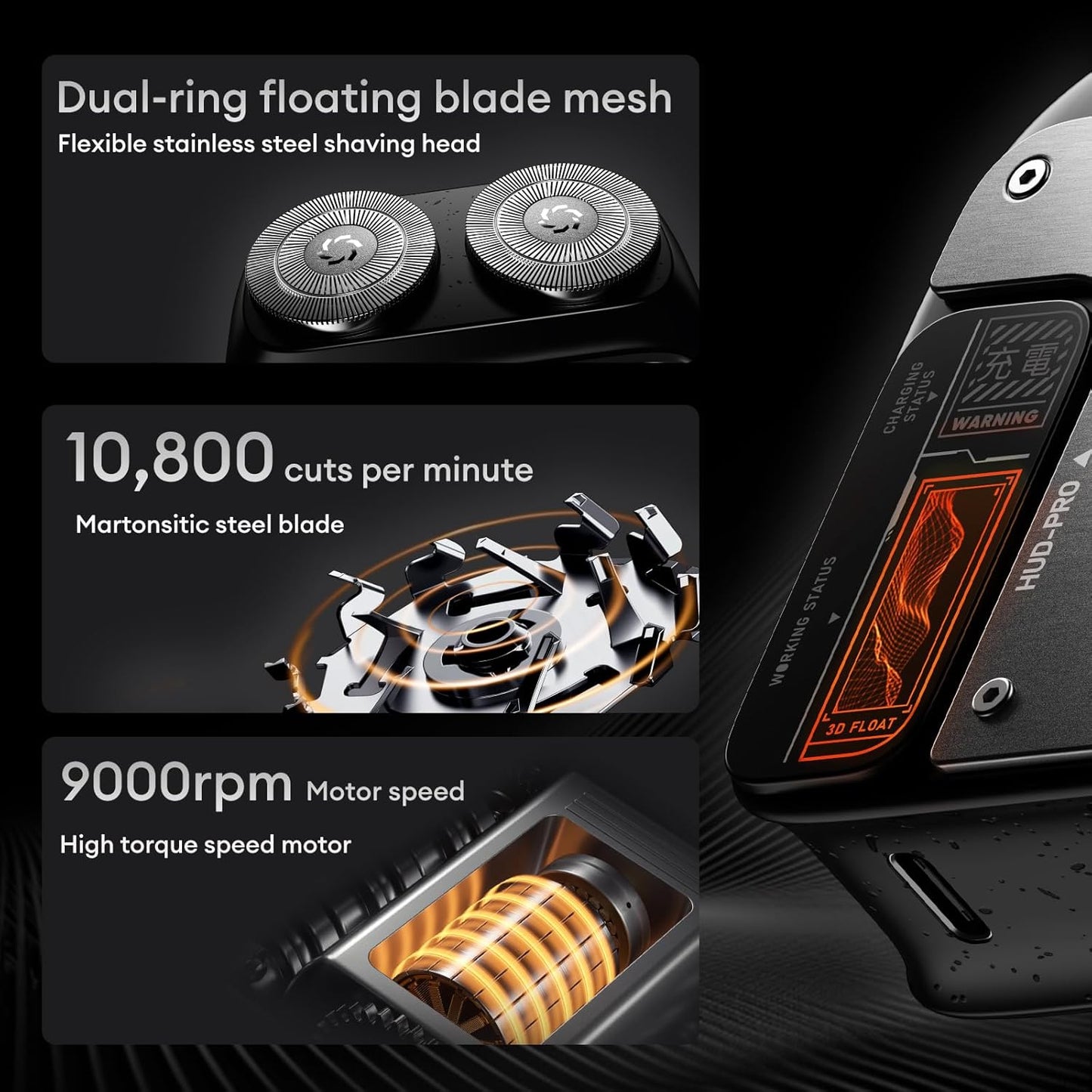 PAXA Mini Portable Electric Shaver,9000RPM Mens Electric Shaver,Dual-Head Rotary Razor Travel Shavers IPX7 Waterproof Wet & Dry for Shaving Face,USB-C Rechargeable for Home,Car,Travel(Green)