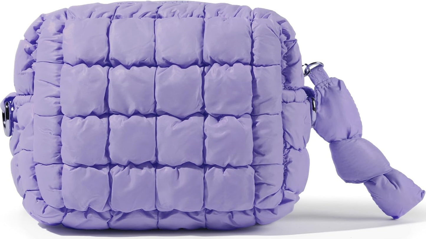 Yarnic Quilted Makeup Bag Puffy Cosmetic Bag, Quilt Travel Toiletry Bag for Women, Cute Puffer