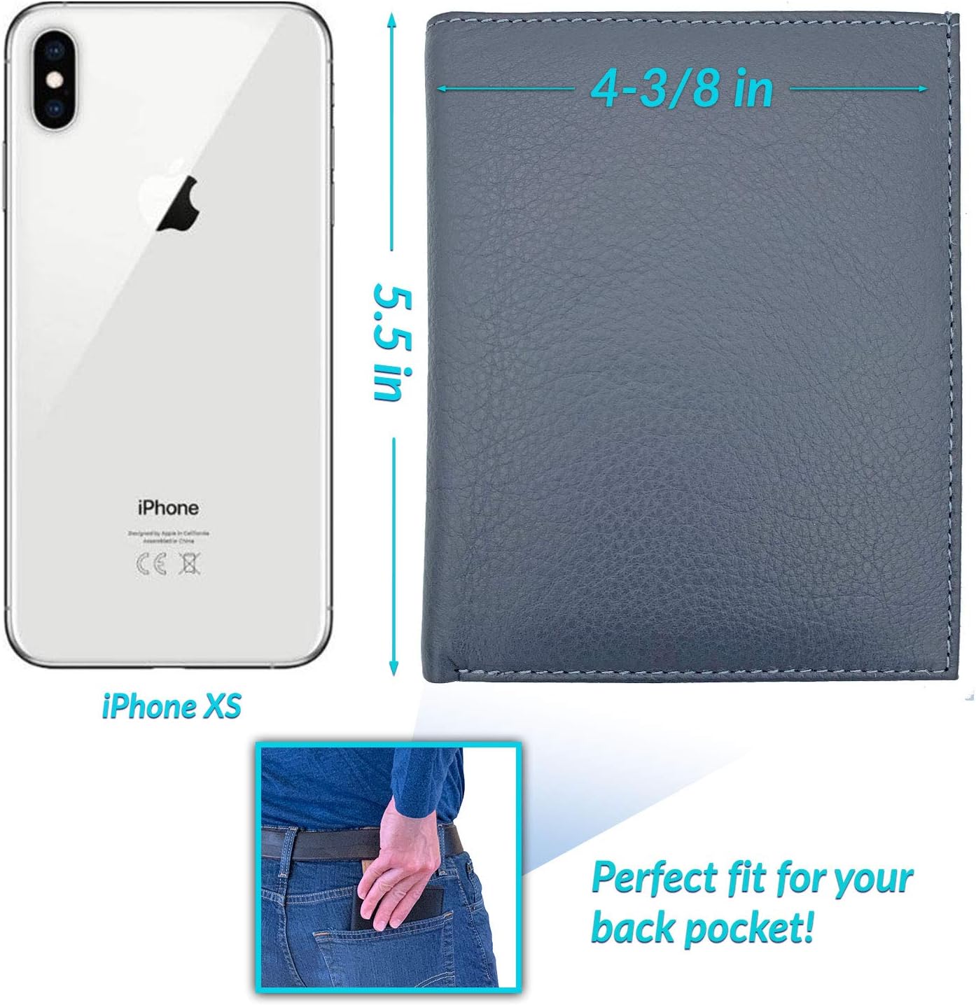 Grey RFID Genuine Leather Passport Wallet