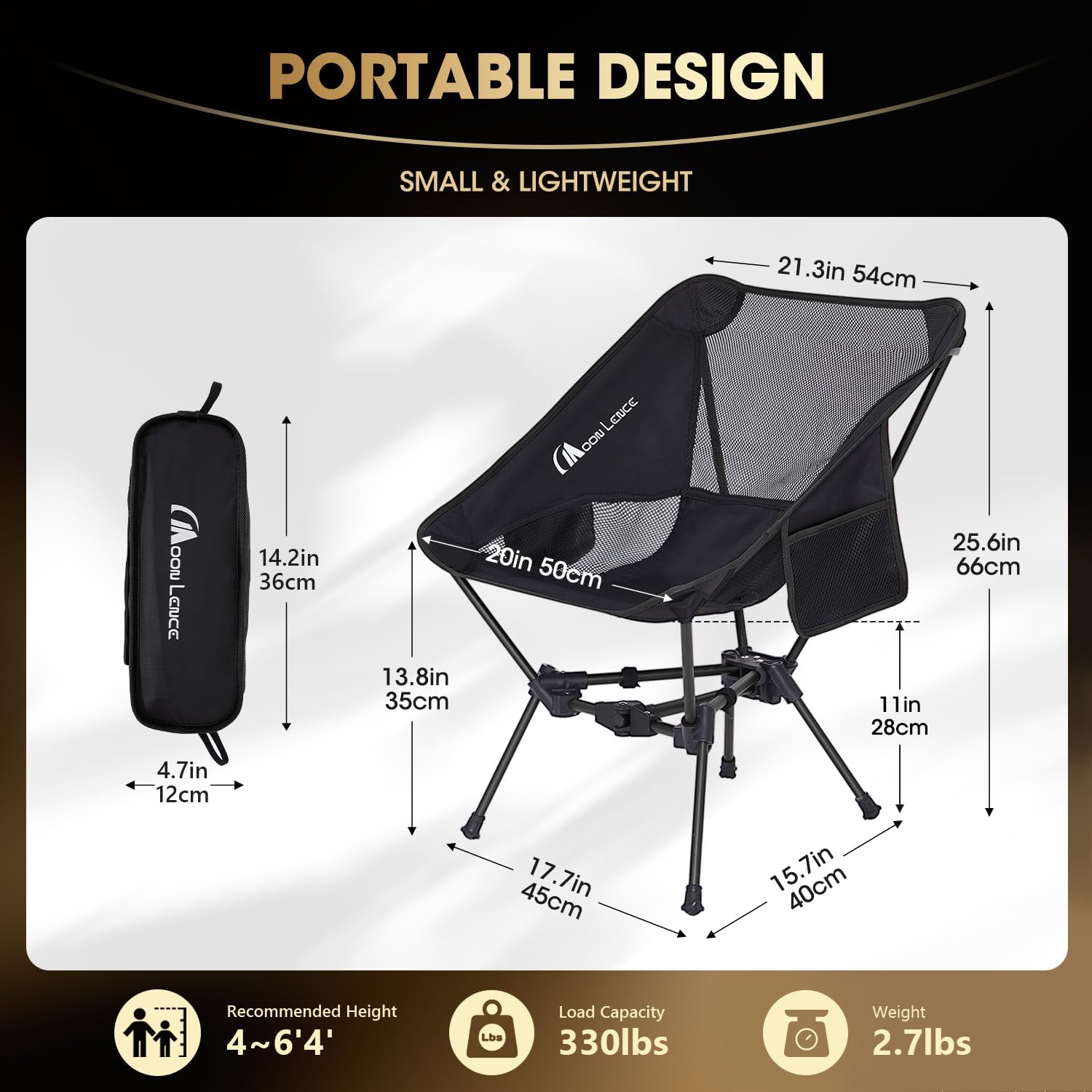 MOON LENCE 2 Pack Portable Camping Chairs Backpacking Chair - The 4th Generation Ultralight Folding