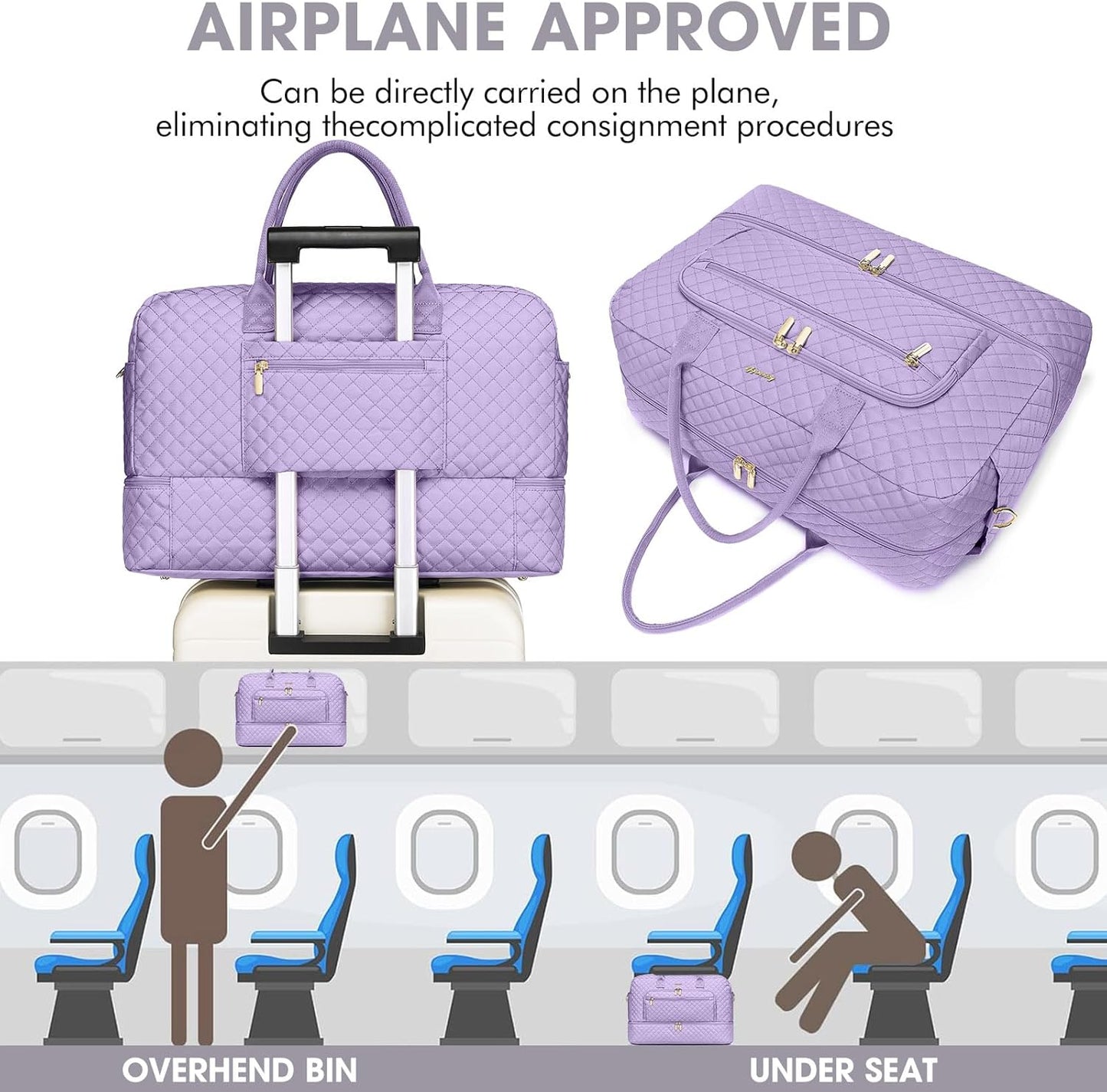 Travel Duffel Bags for Women with Shoe Compartment, Weekender Overnight Bag with Wet Pocket & Toiletry Bag, Carry On Personal Item Bag, Travel Tote Gym Bag, Hospital Bags for Labor and Delivery