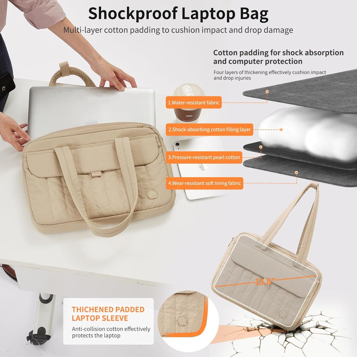 aji Laptop Tote Bag for Women, 14Inch & 16 Inch Laptop Tote Bag with Luggage Trolley Strap for Work/Travel/College/Daily