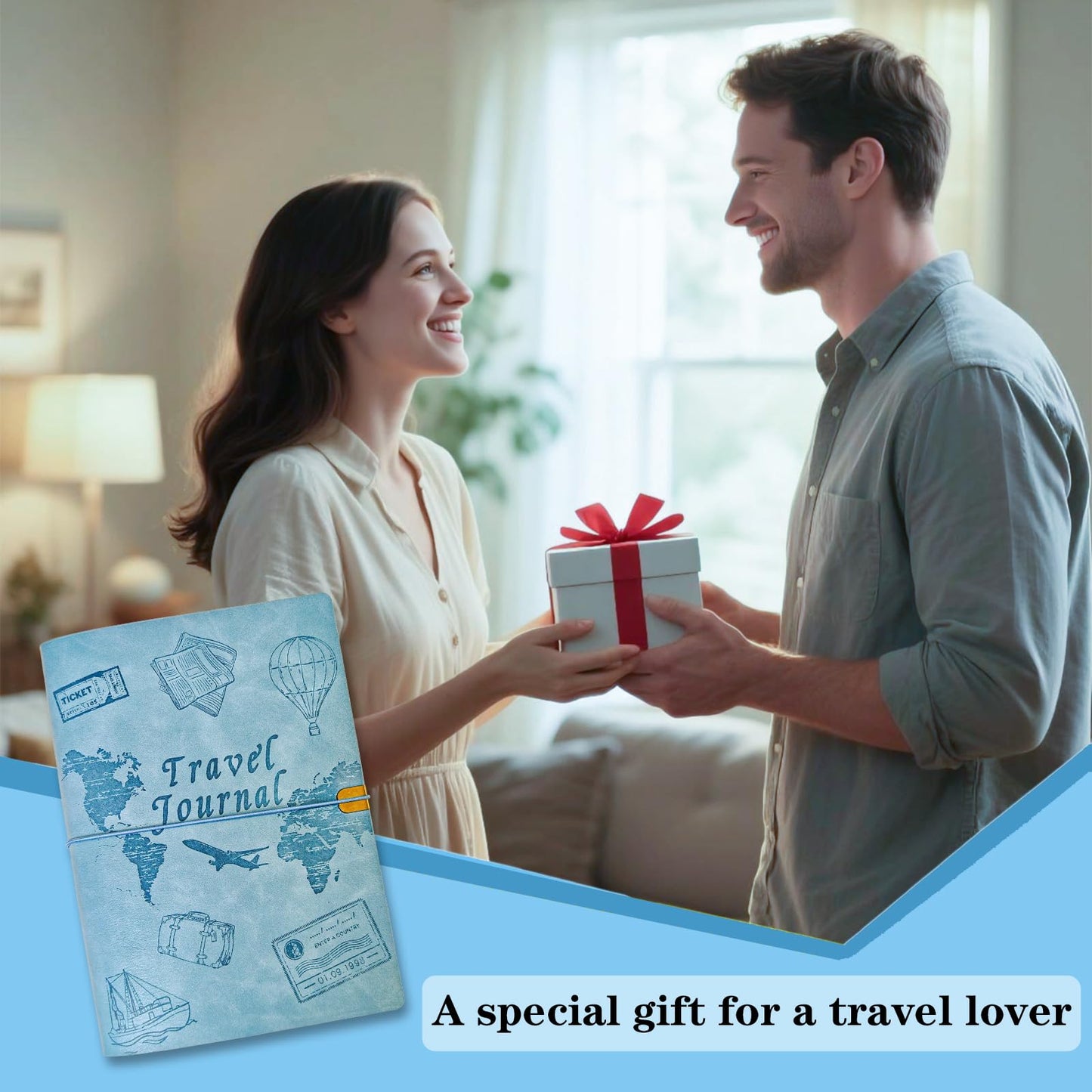 Tolivip Travel Journal for Women Men and Couples, Leather Travel Notebook with Prompts, Travel