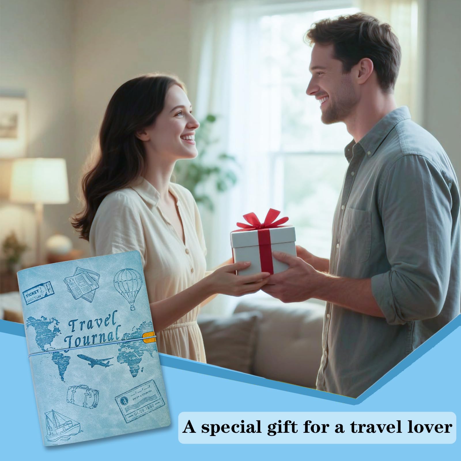 Tolivip Travel Journal for Women Men and Couples, Leather Travel Notebook with Prompts, Travel