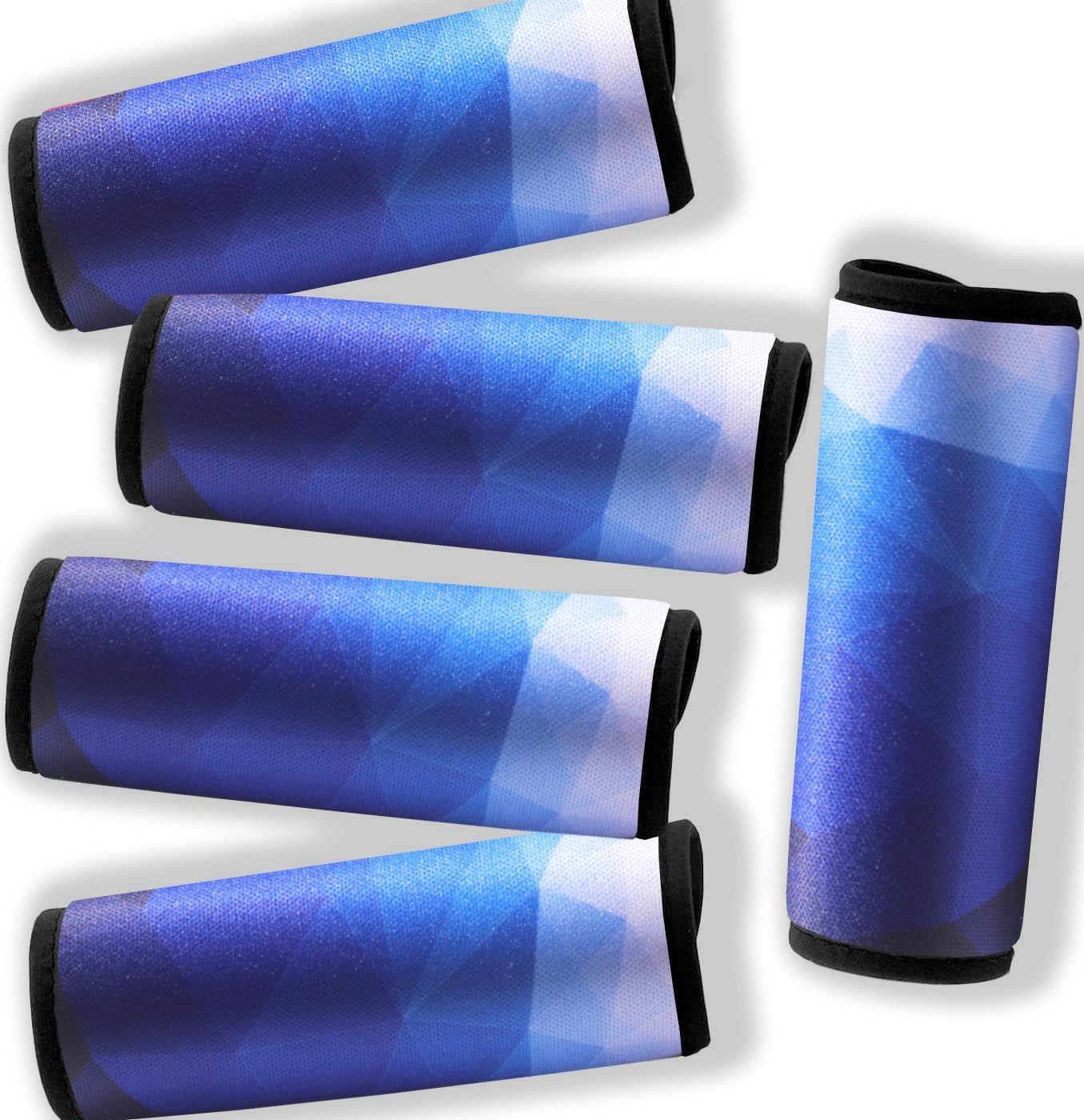 5 Pack Neoprene Luggage Handle Wraps for Suitcase Travel Luggage Tags/Identifiers/Marker/Grips (2.0 Version) (Blue)